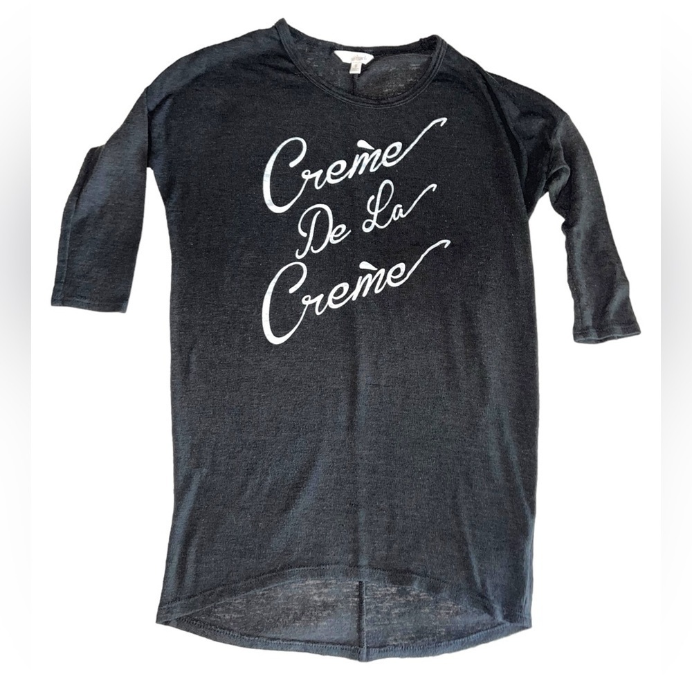Charming Charlie Crème De Le Crème Gray 3/4 Sleeve Sweater Tunic Top Shirt Small